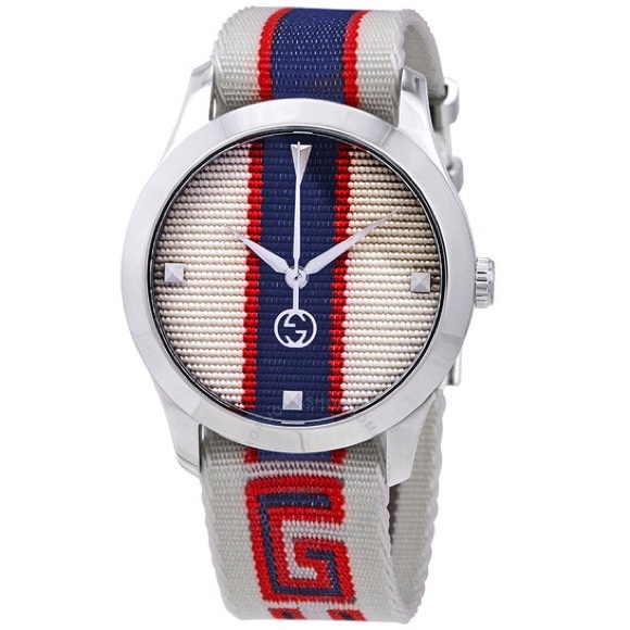 New “GUCCI” G-Timeless White/Red/Blue Dial Unisex Watch - Picture 1 of 8